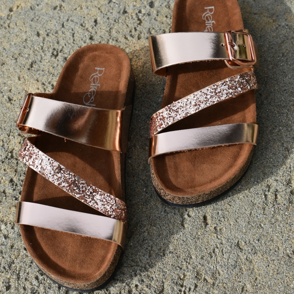 6.5 Rose Gold Slip On Sandals